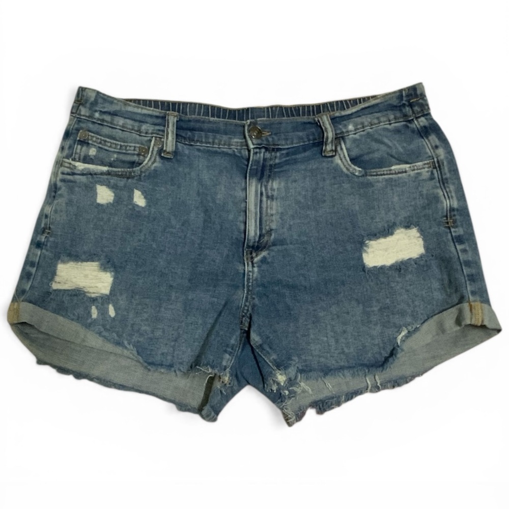 Aerie Distressed Daydream Denim Boyfriend Short Size Large #256